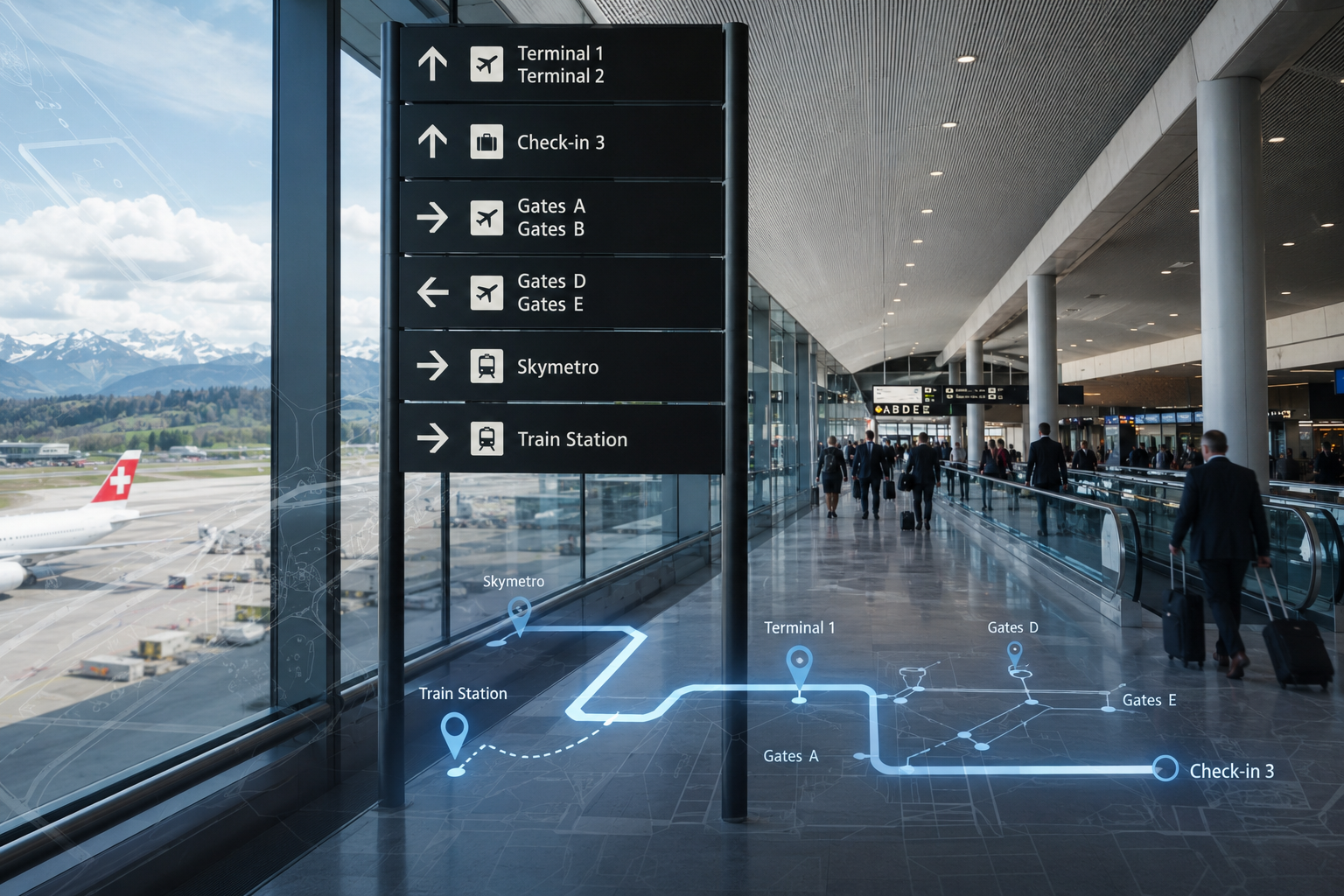 Zurich Airport map: terminales, gates y conexiones